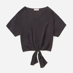 Everlane  Cupro Tie-Front Top in Coal